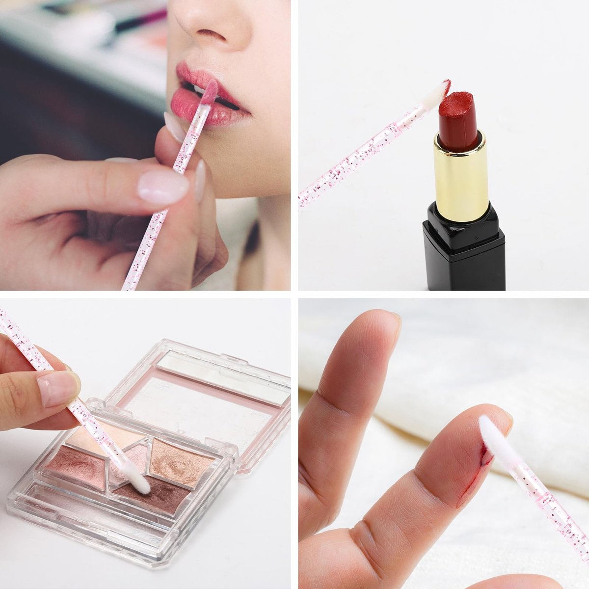 Tbestmax 500 Disposable Lip Applicators - Crystal Pink Lip Brushes & Gloss Wands for Precise Application - görsel 9