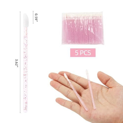 Tbestmax 500 Disposable Lip Applicators - Crystal Pink Lip Brushes & Gloss Wands for Precise Application