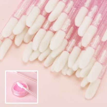 Tbestmax 200 Disposable Lip Brushes - Crystal Pink Lip Applicators, Lip Gloss Wands, Plastic