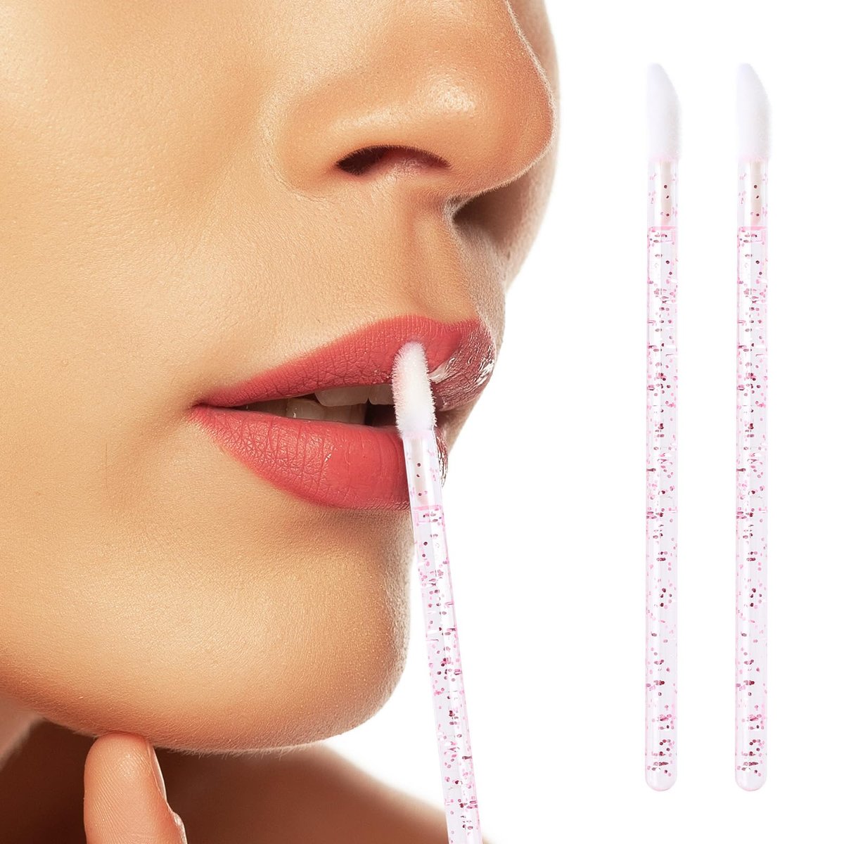 Tbestmax 500 Disposable Lip Applicators - Crystal Pink Lip Brushes & Gloss Wands for Precise Application - görsel 7