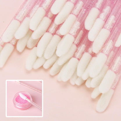 Tbestmax 500 Disposable Lip Applicators - Crystal Pink Lip Brushes & Gloss Wands for Precise Application