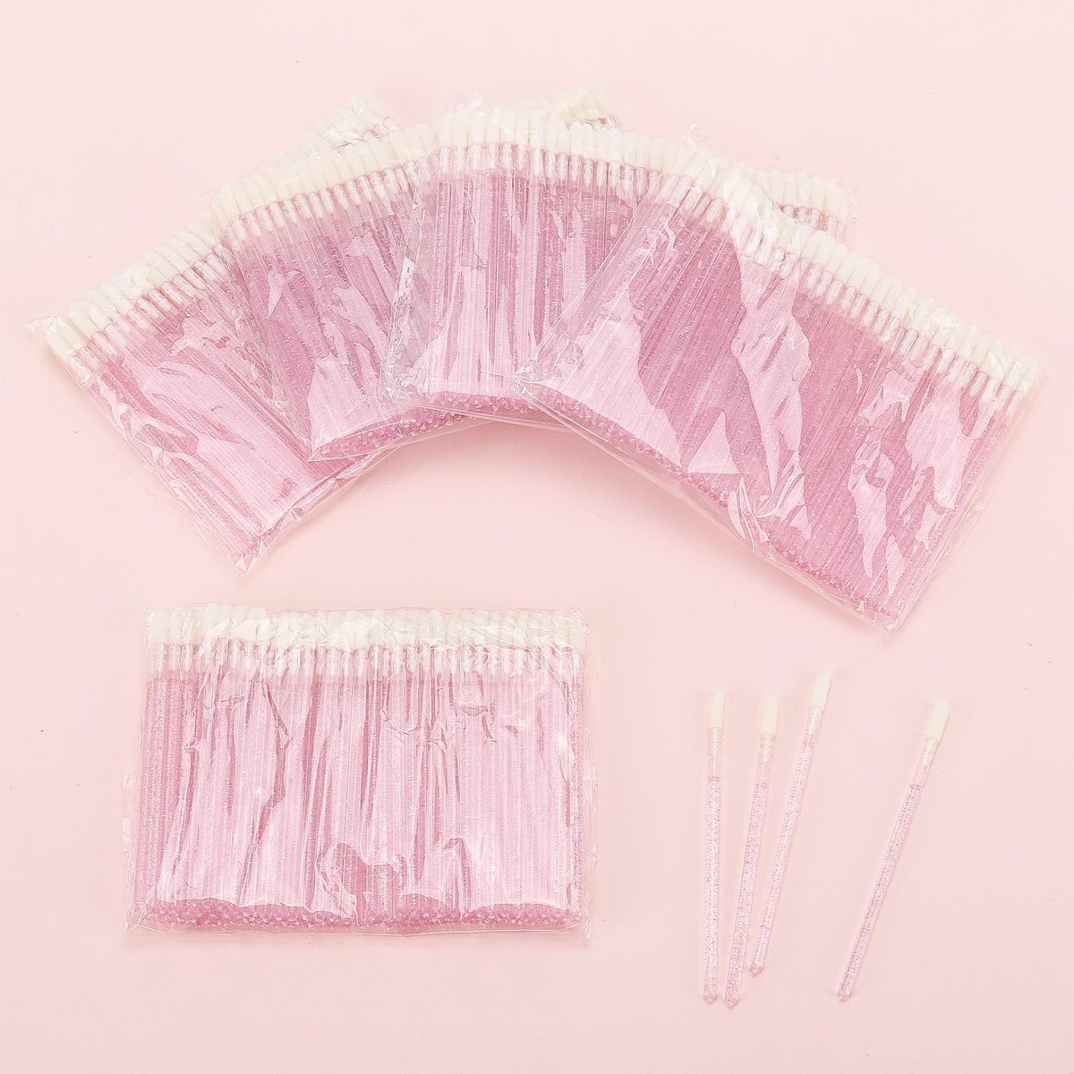 Tbestmax 500 Disposable Lip Applicators - Crystal Pink Lip Brushes & Gloss Wands for Precise Application - görsel 11
