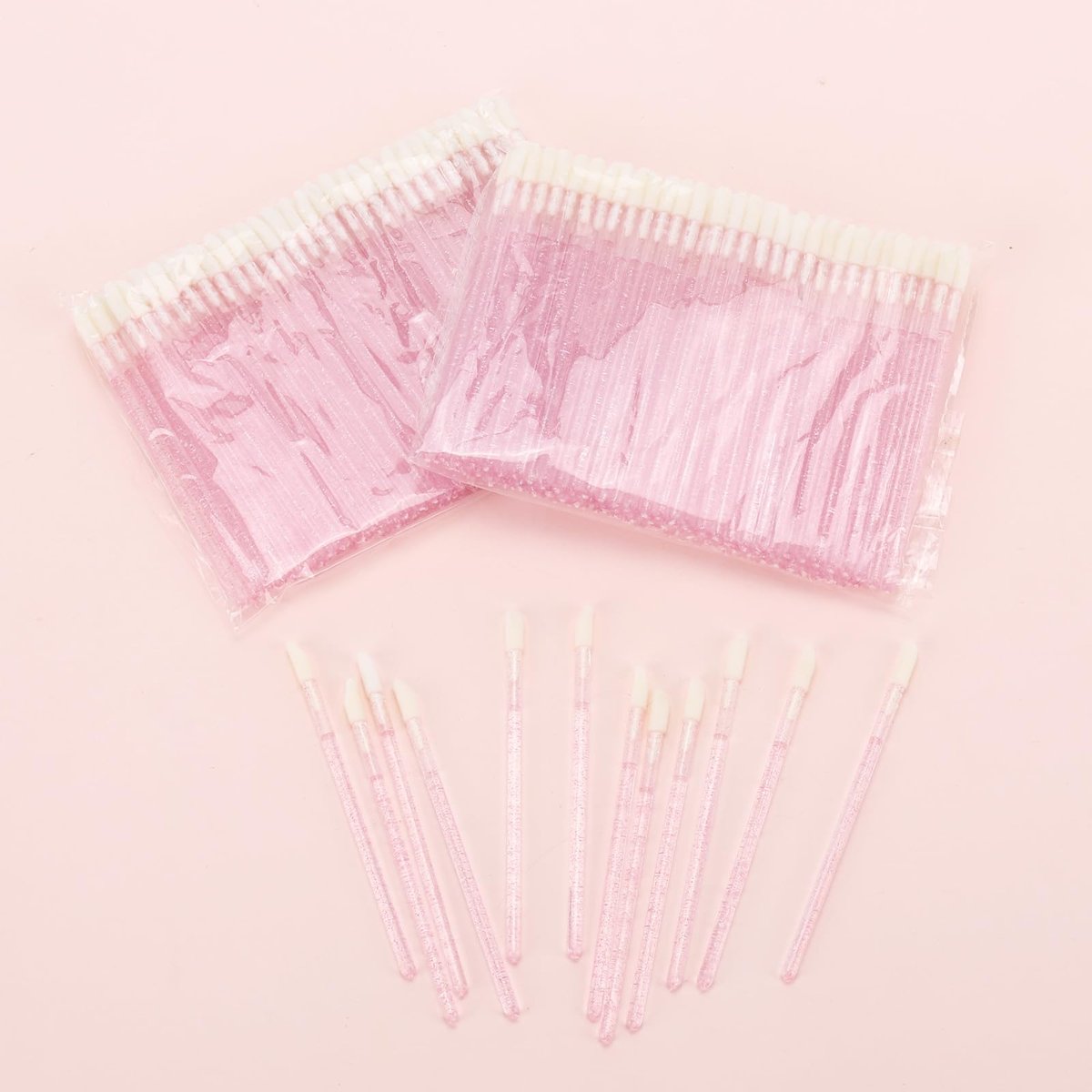 Tbestmax 200 Disposable Lip Brushes - Crystal Pink Lip Applicators, Lip Gloss Wands, Plastic - görsel 11