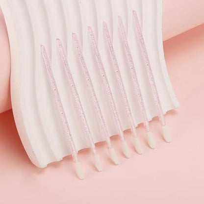 Tbestmax 200 Disposable Lip Brushes - Crystal Pink Lip Applicators, Lip Gloss Wands, Plastic