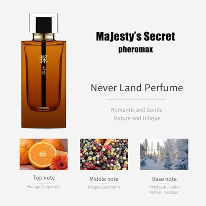MAJESTY'S SECRET PHEROMAX Perfume for Men - Eau de Parfum 3.4 Fl Oz (TAN Never Land) Gift Set