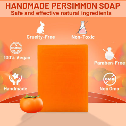 yoniagood 2-Pack Persimmon Soap Bar for Old People Smell – Natural Body Odor Control Soap for Men & Women, Handmade Deodorizing Bath Bar for Deep Cleansing