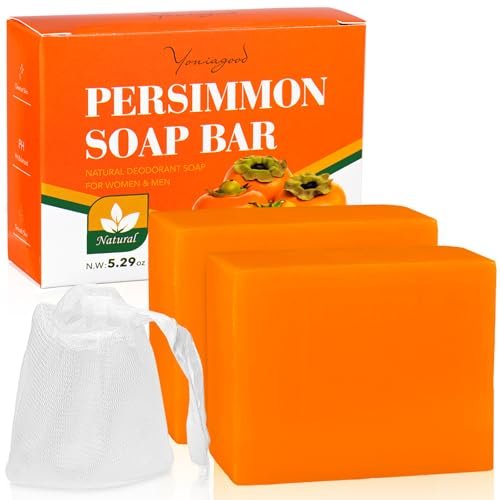 yoniagood 2-Pack Persimmon Soap Bar for Old People Smell – Natural Body Odor Control Soap for Men & Women, Handmade Deodorizing Bath Bar for Deep Cleansing - görsel 2