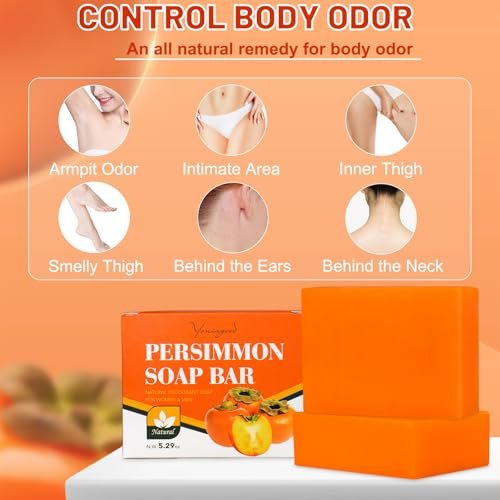 yoniagood 2-Pack Persimmon Soap Bar for Old People Smell – Natural Body Odor Control Soap for Men & Women, Handmade Deodorizing Bath Bar for Deep Cleansing - görsel 6