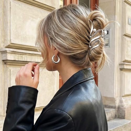 CAKURE Metal Claw Clips Gold Hair Clips – Pearl Hair Claw Large Nonslip Stylish Hair Accessories for Women (Pack of 2) - görsel 14