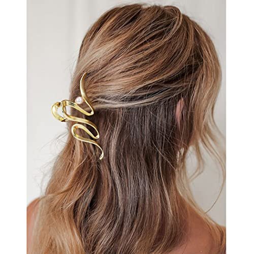 CAKURE Metal Claw Clips Gold Hair Clips – Pearl Hair Claw Large Nonslip Stylish Hair Accessories for Women (Pack of 2) - görsel 16