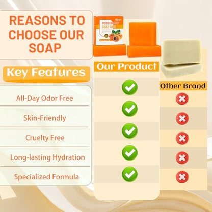 3 Pack Persimmon Soap Bar for Old People Smell – Natural Deodorant Body & Face Soap for Body Odor Control, Men & Women Deodorizing, Handmade Deep Cleansing Bar