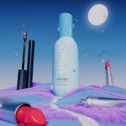 Bubble Skincare Magic Melt Makeup Remover - Micellar Water Cleansing Milk with Raspberry Seed Oil - Gentle Eye Makeup Remover for Sensitive Skin - Hydrating Facial Cleanser, 4 Fl Oz Avelisse