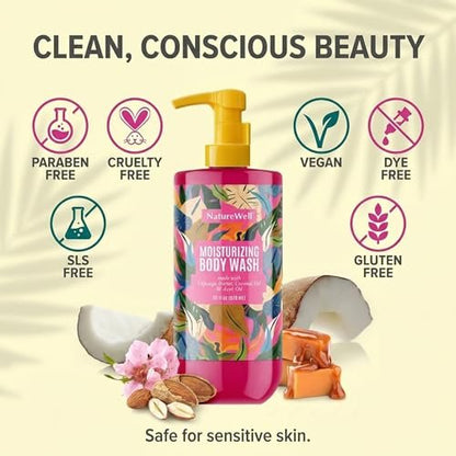 NATURE WELL Cheeky Moisturizing Body Wash - Cupuaçu Butter & Brazilian Nut Oil, Gentle Cleansing & Intense Hydration, 33 oz Avelisse