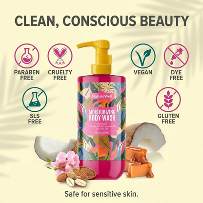 NATURE WELL Cheeky Moisturizing Body Wash - Cupuaçu Butter & Brazilian Nut Oil, Gentle Cleansing & Intense Hydration, 33 oz Avelisse