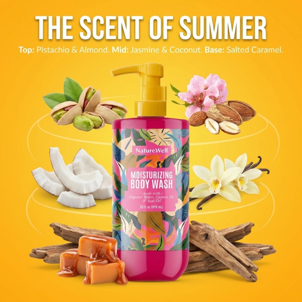 NATURE WELL Cheeky Moisturizing Body Wash - Cupuaçu Butter & Brazilian Nut Oil, Gentle Cleansing & Intense Hydration, 33 oz Avelisse