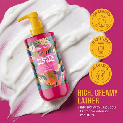 NATURE WELL Cheeky Moisturizing Body Wash - Cupuaçu Butter & Brazilian Nut Oil, Gentle Cleansing & Intense Hydration, 33 oz Avelisse