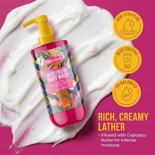 NATURE WELL Cheeky Moisturizing Body Wash - Cupuaçu Butter & Brazilian Nut Oil, Gentle Cleansing & Intense Hydration, 33 oz Avelisse