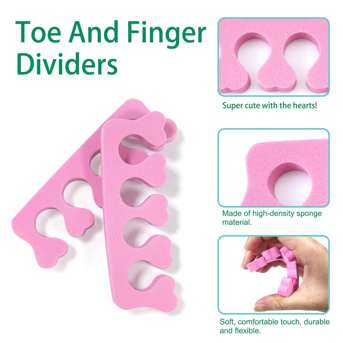 Quacc 12pcs Sponge Toe Separators - Soft Foam Finger Separators for Pedicure, Manicure, Nail Art, and Toe Spacing - görsel 7