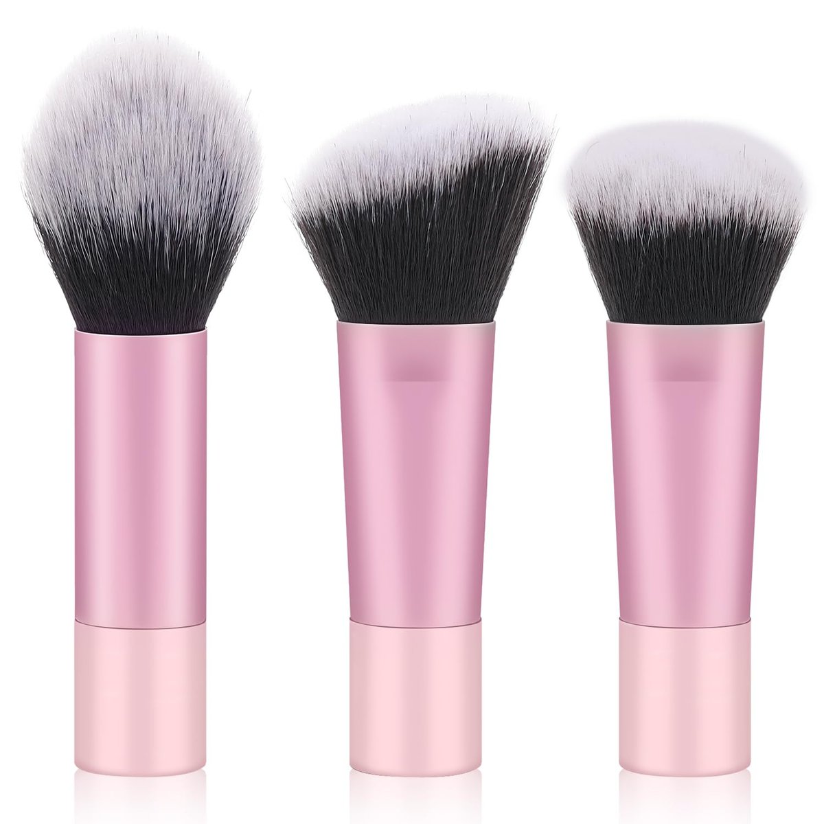 Yrarbil Foundation Contour Powder Brush Set - 3PCS Premium Travel Kabuki Mini Makeup Brushes for Blending, Setting, Buffing with Liquid, Powder, and Cream - görsel 1