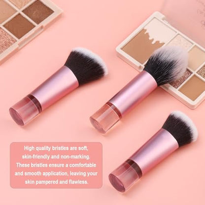 Yrarbil Foundation Contour Powder Brush Set - 3PCS Premium Travel Kabuki Mini Makeup Brushes for Blending, Setting, Buffing with Liquid, Powder, and Cream