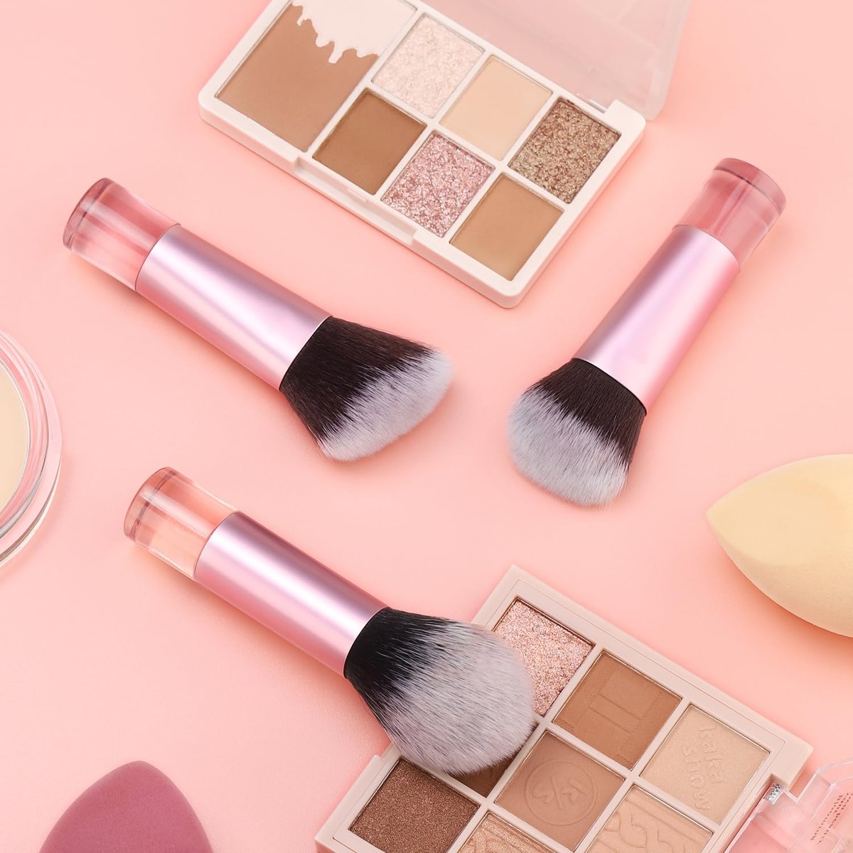 Yrarbil Foundation Contour Powder Brush Set - 3PCS Premium Travel Kabuki Mini Makeup Brushes for Blending, Setting, Buffing with Liquid, Powder, and Cream - görsel 15