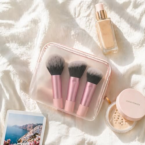 Yrarbil Foundation Contour Powder Brush Set - 3PCS Premium Travel Kabuki Mini Makeup Brushes for Blending, Setting, Buffing with Liquid, Powder, and Cream - görsel 14