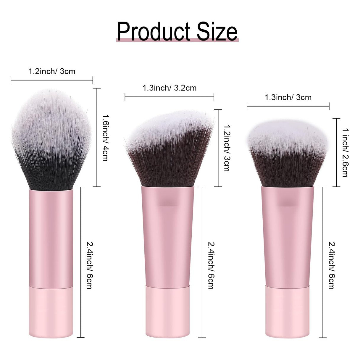 Yrarbil Foundation Contour Powder Brush Set - 3PCS Premium Travel Kabuki Mini Makeup Brushes for Blending, Setting, Buffing with Liquid, Powder, and Cream - görsel 3