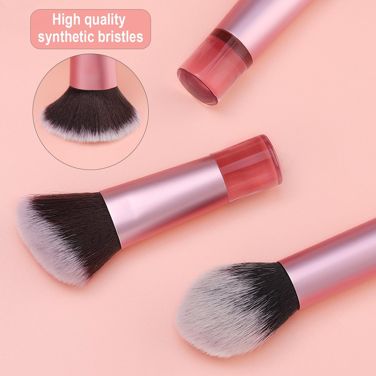 Yrarbil Foundation Contour Powder Brush Set - 3PCS Premium Travel Kabuki Mini Makeup Brushes for Blending, Setting, Buffing with Liquid, Powder, and Cream - görsel 9
