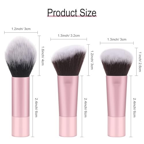 Yrarbil Foundation Contour Powder Brush Set - 3PCS Premium Travel Kabuki Mini Makeup Brushes for Blending, Setting, Buffing with Liquid, Powder, and Cream - görsel 4