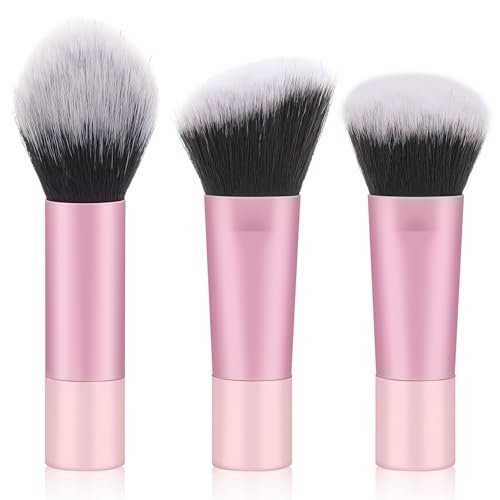 Yrarbil Foundation Contour Powder Brush Set - 3PCS Premium Travel Kabuki Mini Makeup Brushes for Blending, Setting, Buffing with Liquid, Powder, and Cream - görsel 2