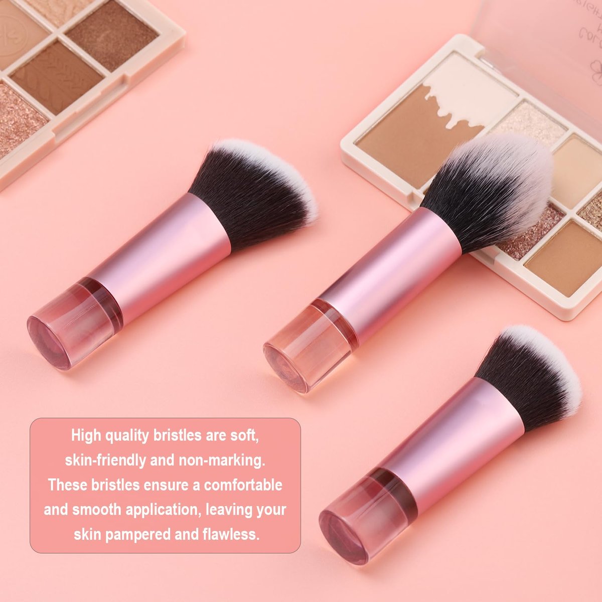 Yrarbil Foundation Contour Powder Brush Set - 3PCS Premium Travel Kabuki Mini Makeup Brushes for Blending, Setting, Buffing with Liquid, Powder, and Cream - görsel 11