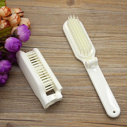 3Pcs Folding Hair Brush with Nylon Bristles - Detangling & Anti-Static, Portable Travel Brush for Women Men, Compact for Purse Gym Bag Travel Accessories, All Hair Types (Black, White, Pink)