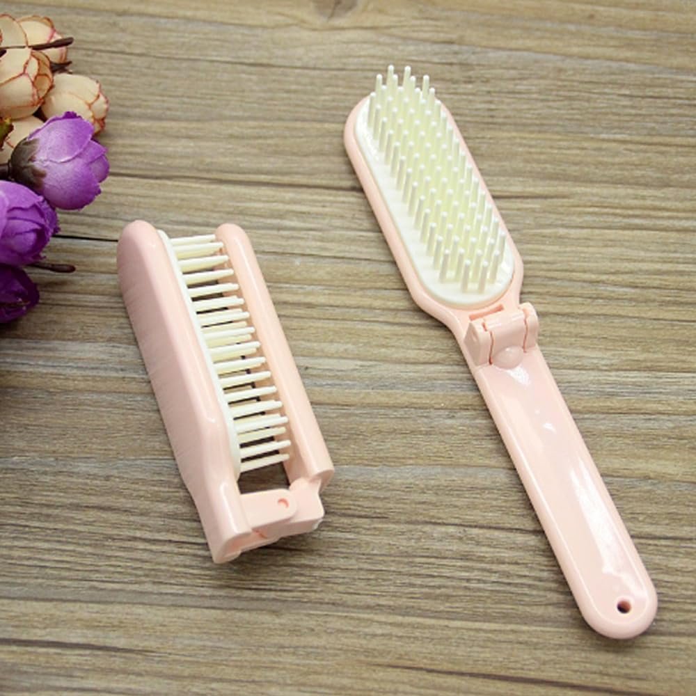 3Pcs Folding Hair Brush with Nylon Bristles - Detangling & Anti-Static, Portable Travel Brush for Women Men, Compact for Purse Gym Bag Travel Accessories, All Hair Types (Black, White, Pink) - görsel 5