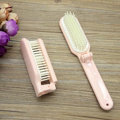 3Pcs Folding Hair Brush with Nylon Bristles - Detangling & Anti-Static, Portable Travel Brush for Women Men, Compact for Purse Gym Bag Travel Accessories, All Hair Types (Black, White, Pink)