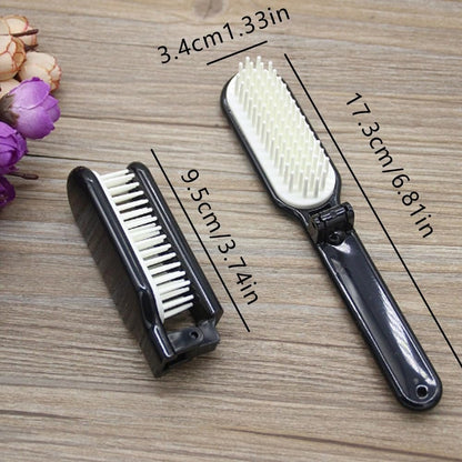 3Pcs Folding Hair Brush with Nylon Bristles - Detangling & Anti-Static, Portable Travel Brush for Women Men, Compact for Purse Gym Bag Travel Accessories, All Hair Types (Black, White, Pink)