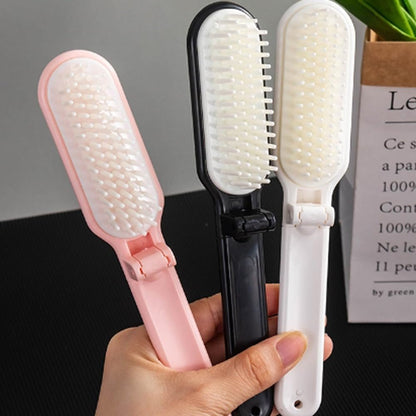 3Pcs Folding Hair Brush with Nylon Bristles - Detangling & Anti-Static, Portable Travel Brush for Women Men, Compact for Purse Gym Bag Travel Accessories, All Hair Types (Black, White, Pink)