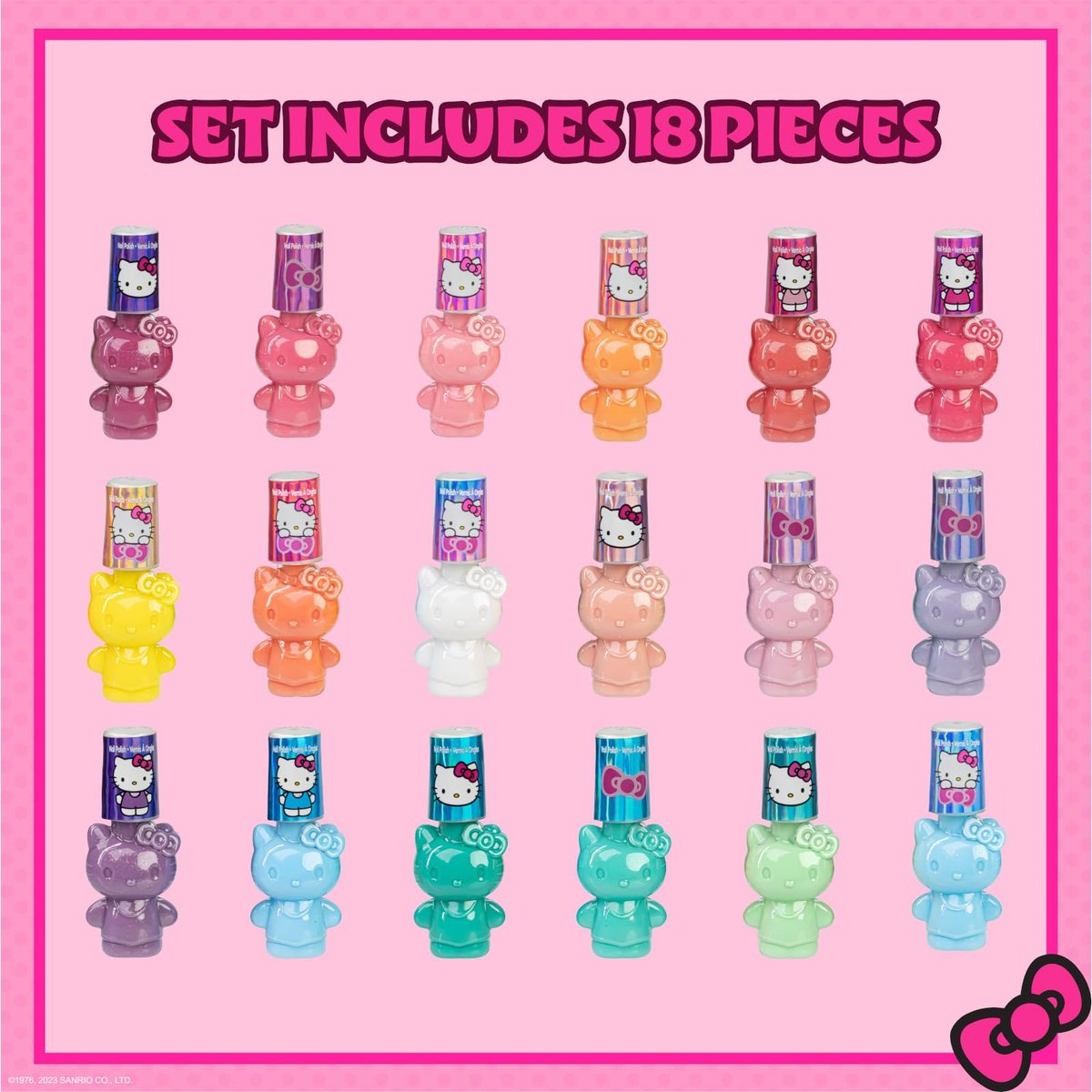 Townley Girl Hello Kitty Peel-Off Water-Based Safe Quick Dry Nail Polish Set for Kids Ages 3+ - 18 Pieces - görsel 3