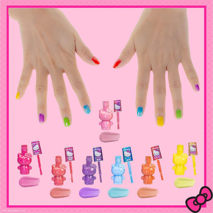 Townley Girl Hello Kitty Peel-Off Water-Based Safe Quick Dry Nail Polish Set for Kids Ages 3+ - 18 Pieces