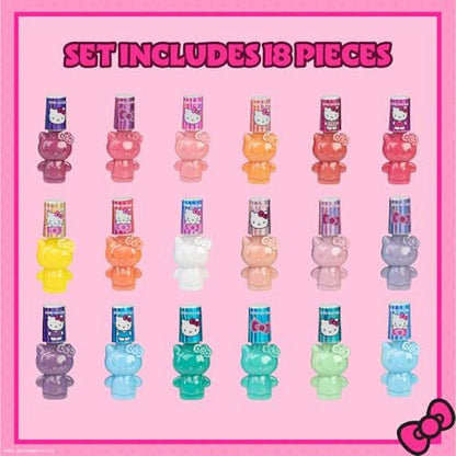 Townley Girl Hello Kitty Peel-Off Water-Based Safe Quick Dry Nail Polish Set for Kids Ages 3+ - 18 Pieces