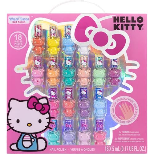 Townley Girl Hello Kitty Peel-Off Water-Based Safe Quick Dry Nail Polish Set for Kids Ages 3+ - 18 Pieces - görsel 2
