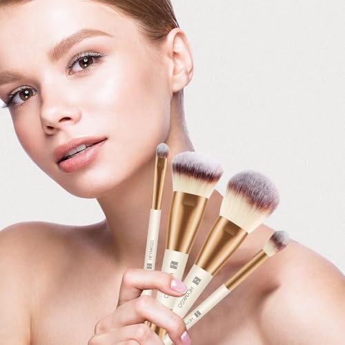 HEYMKGO 4-Piece Double-Ended Makeup Brush Set - Apricot Dual-Fiber Face Brushes for Foundation, Contour, Blush, Concealer & Eyeshadow - görsel 12