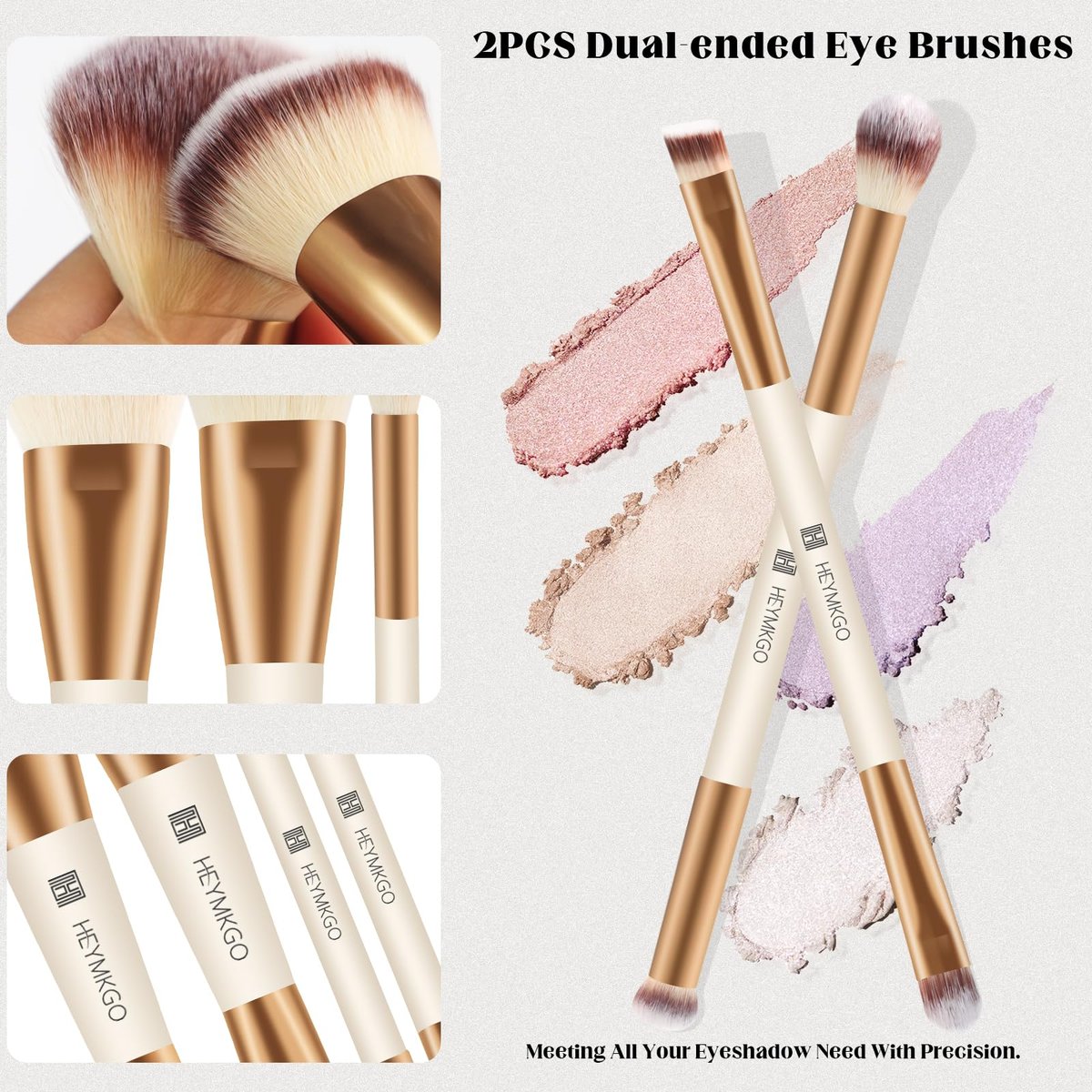 HEYMKGO 4-Piece Double-Ended Makeup Brush Set - Apricot Dual-Fiber Face Brushes for Foundation, Contour, Blush, Concealer & Eyeshadow - görsel 7