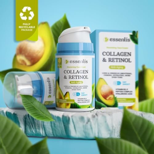 ESSENLIS Face Moisturizer Collagen Cream - Anti Aging Face Cream with Retinol, Hyaluronic Acid & Vitamin B - Day & Night Anti-Wrinkle Moisturizing Cream for Women & Men, 1.7 Fl Oz - görsel 14
