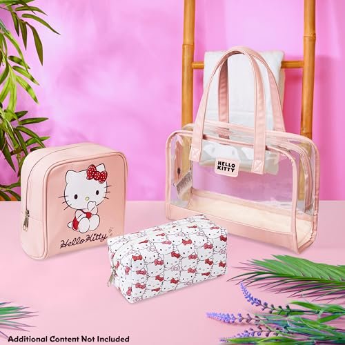 Hello Kitty Toiletry Bag and Makeup Bag Set of 3 - Cute Pink Travel Cosmetic Case for Women Teens Girls, Kawaii Anime Essentials Avelisse