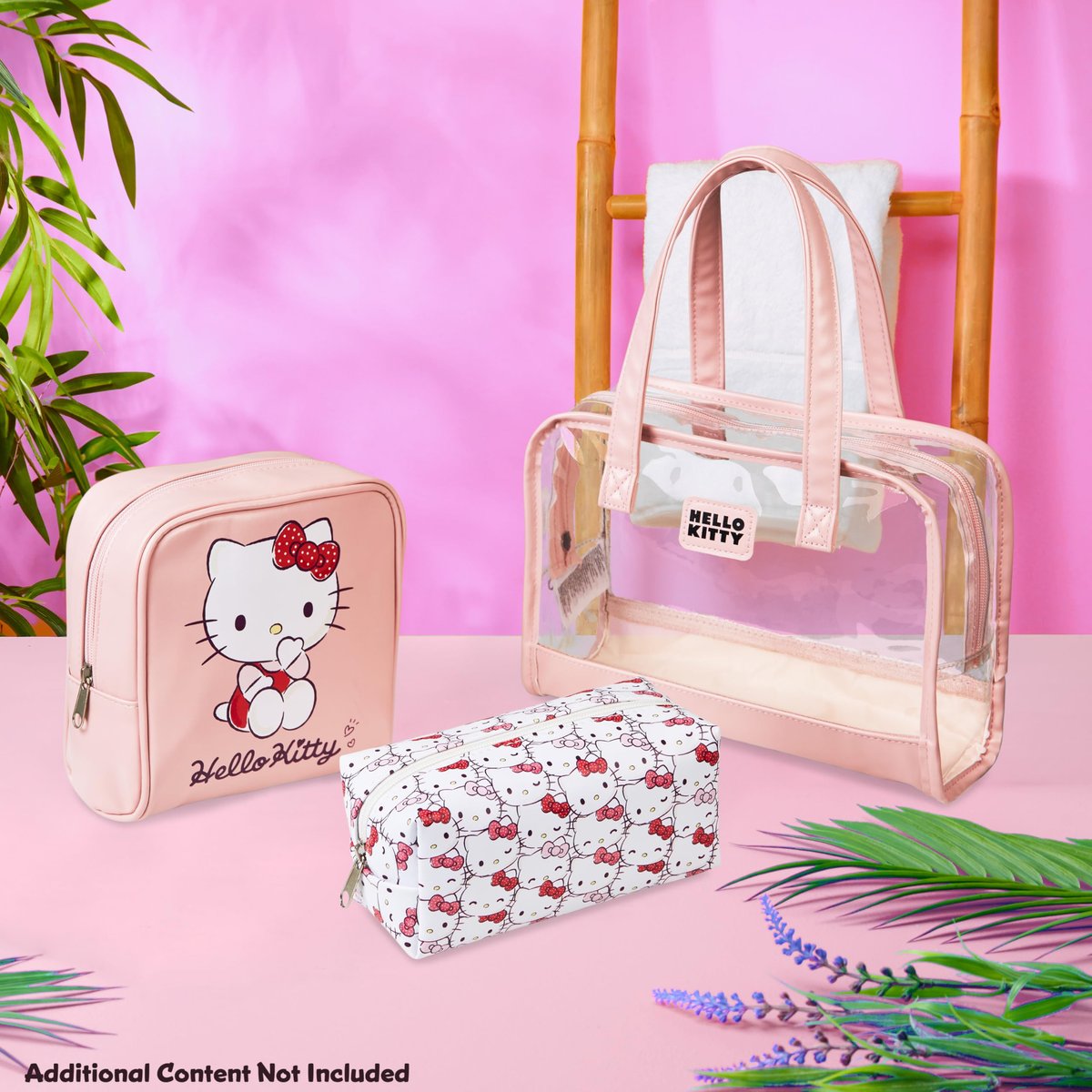 Hello Kitty Toiletry Bag and Makeup Bag Set of 3 - Cute Pink Travel Cosmetic Case for Women Teens Girls, Kawaii Anime Essentials Avelisse