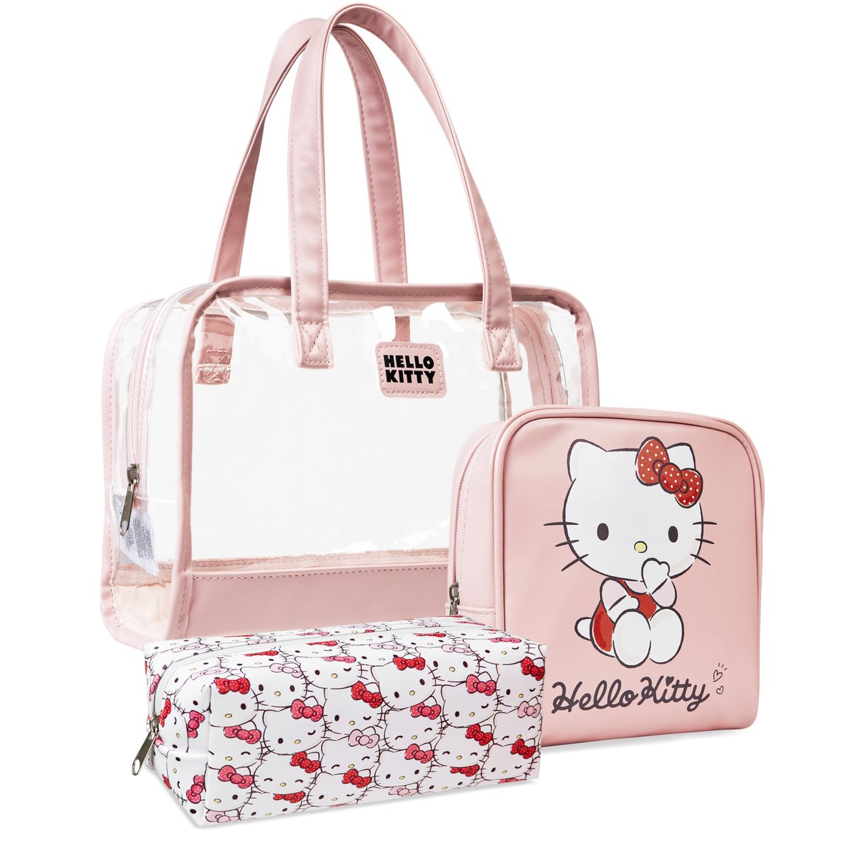 Hello Kitty Toiletry Bag and Makeup Bag Set of 3 - Cute Pink Travel Cosmetic Case for Women Teens Girls, Kawaii Anime Essentials Avelisse
