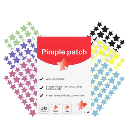 Waspot Star Pimple Patches for Face - 240 Count Hydrocolloid Zit Covers with Tea Tree, Salicylic Acid & Cica Oil for Sensitive Skin