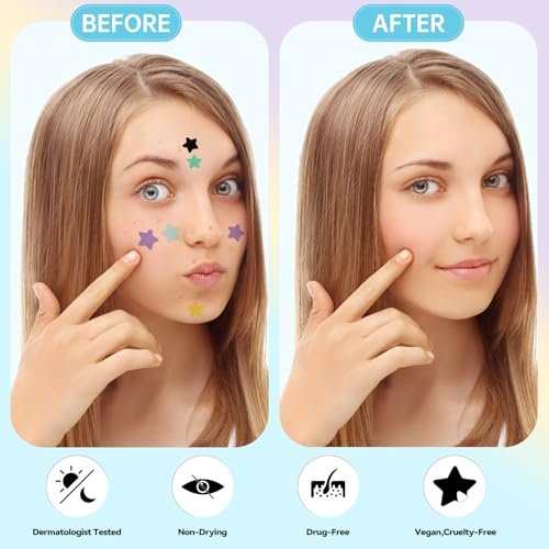 Waspot Star Pimple Patches for Face - 240 Count Hydrocolloid Zit Covers with Tea Tree, Salicylic Acid & Cica Oil for Sensitive Skin - görsel 9