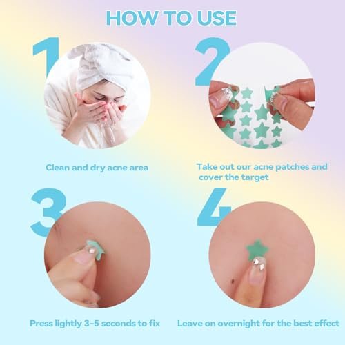 Waspot Star Pimple Patches for Face - 240 Count Hydrocolloid Zit Covers with Tea Tree, Salicylic Acid & Cica Oil for Sensitive Skin - görsel 7