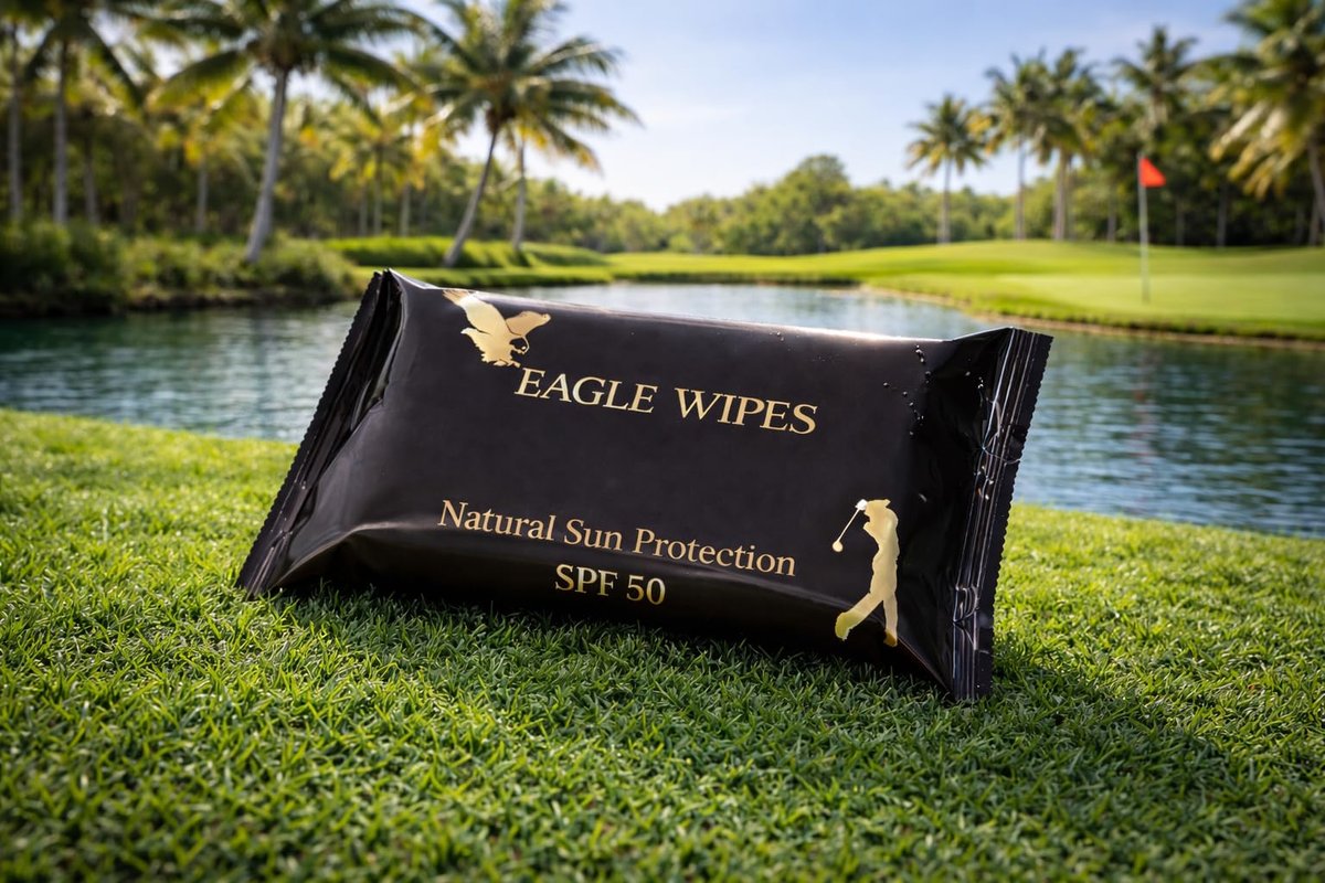 Eagle Wipes SPF 50 Mineral Moisturizer Wipes – Mess-Free Full Body Sun Protection for Golf, Sports & Travel – Water-Resistant, Biodegradable Towelettes (25 Count) Avelisse